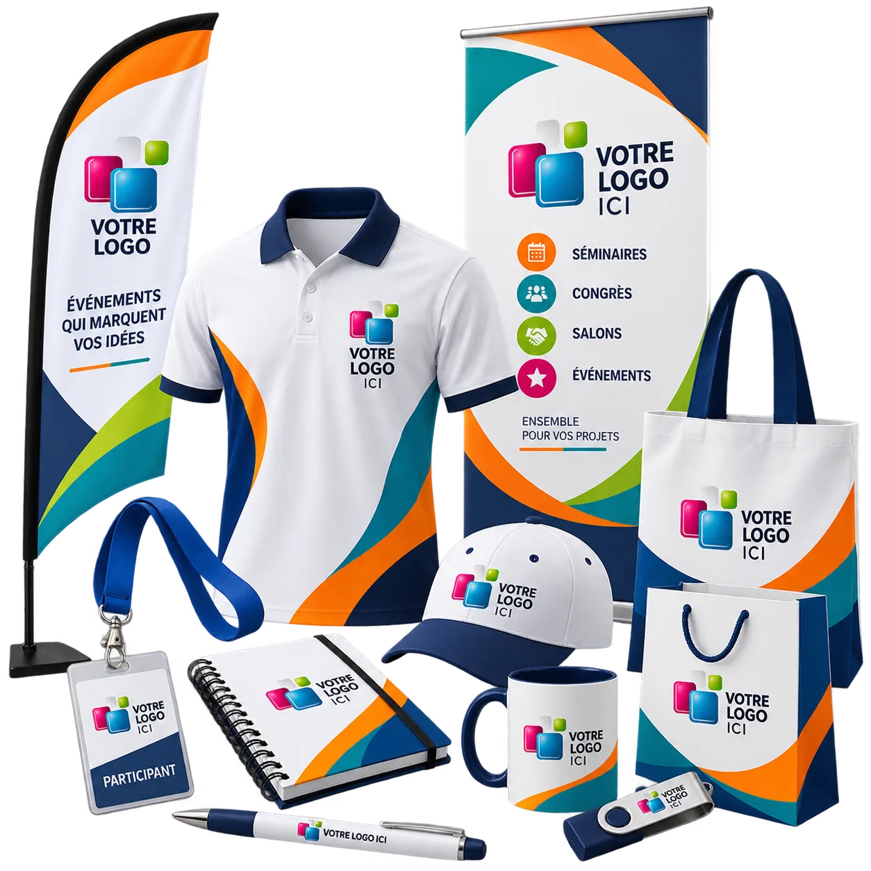 Kit événement : roll-up, stand et objets personnalisés